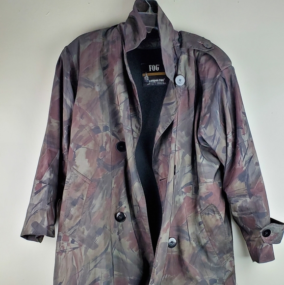 Iridescent Camouflage London Fog Trench Coat - Picture 1 of 7